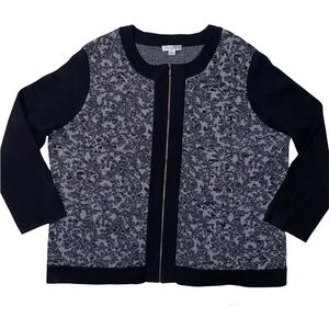 Pendleton Lamb & Merino Wool Leopard Swirl Print Zip Front Cardigan Sweater